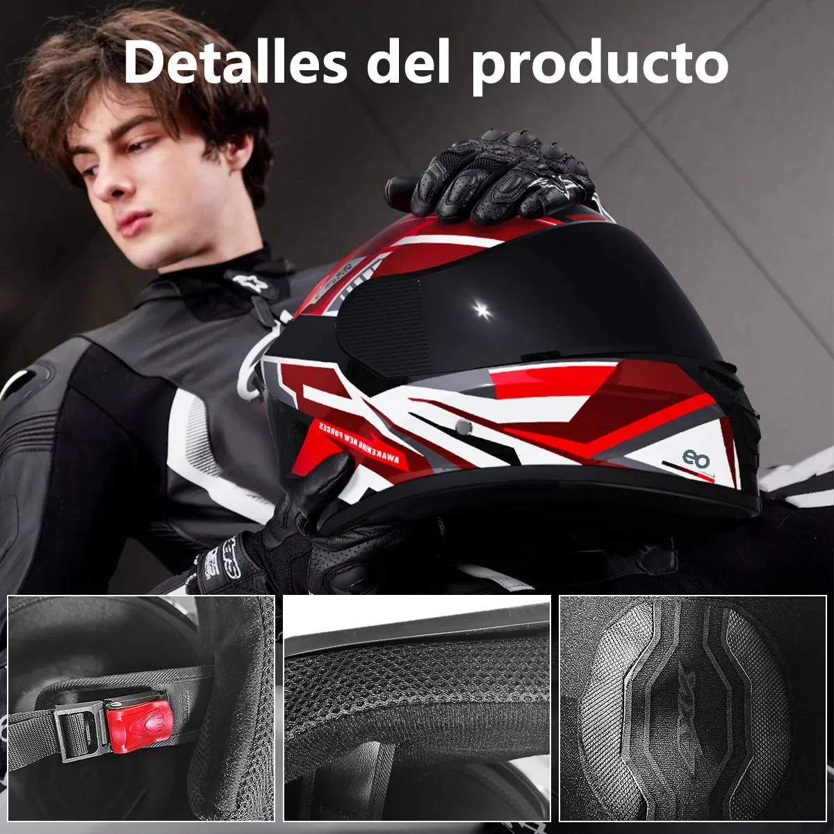 Casco De Moto Con Visera Abatible Y Plegable Certificado Dot TK902-MGHH Talla:M image number null