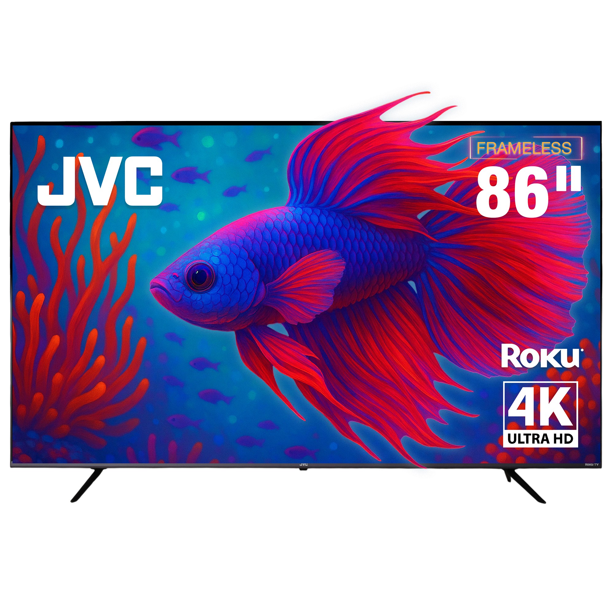 JVC Pantalla Smart TV 86 pulgadas 4K UHD LED Frameless Roku TV Netflix YouTube Prime Video Modelo SI86URF image number null