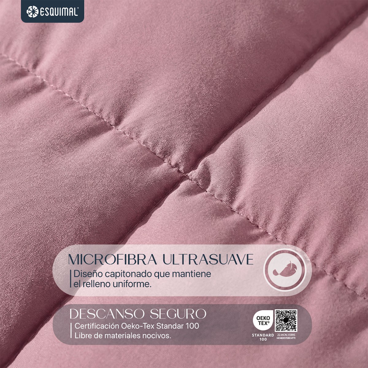 Edred&oacute;n Acolchado Duvet Queen Size Hipoalerg&eacute;nico Vino Rosado/Rosa ESQUIMAL. image number null
