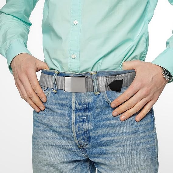 AWAYTR - Cinturones de lona para ni&ntilde;os, uniforme escolar ajustable, cintur&oacute;n de golf para ni&ntilde;os con hebilla abatible plateada. image number null