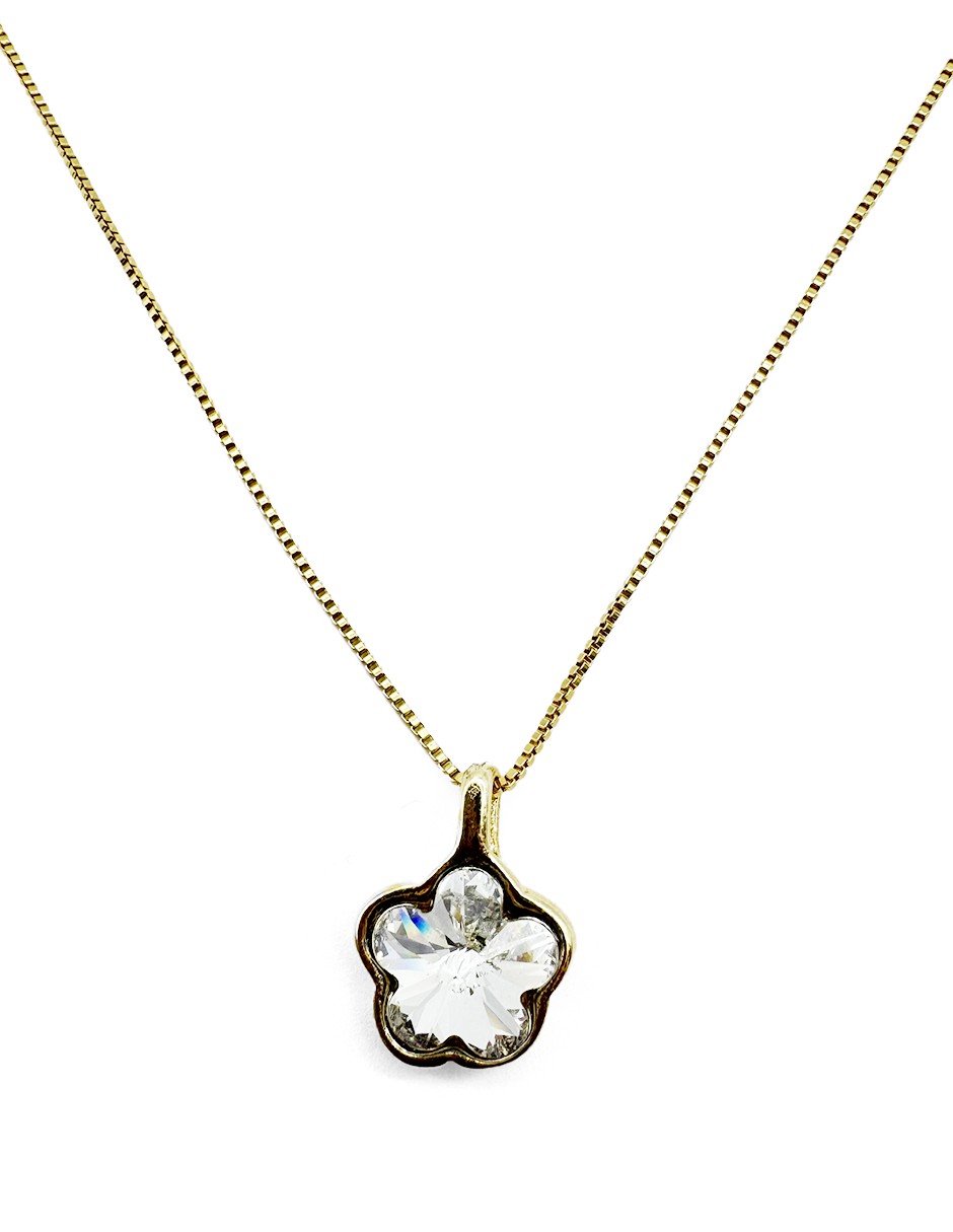Collar de oro laminado con piedra transparente y cadena tipo serpiente image number null