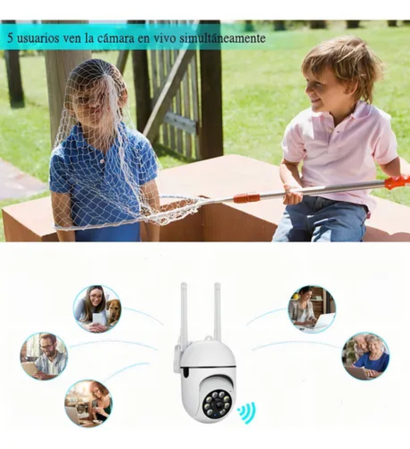 C&aacute;mara de seguridad 2PCS-288 Hd 1080p Foco 360&deg; Alarma 2 Piezas con resoluci&oacute;n 2MP visi&oacute;n nocturna incluida color blanco image number null