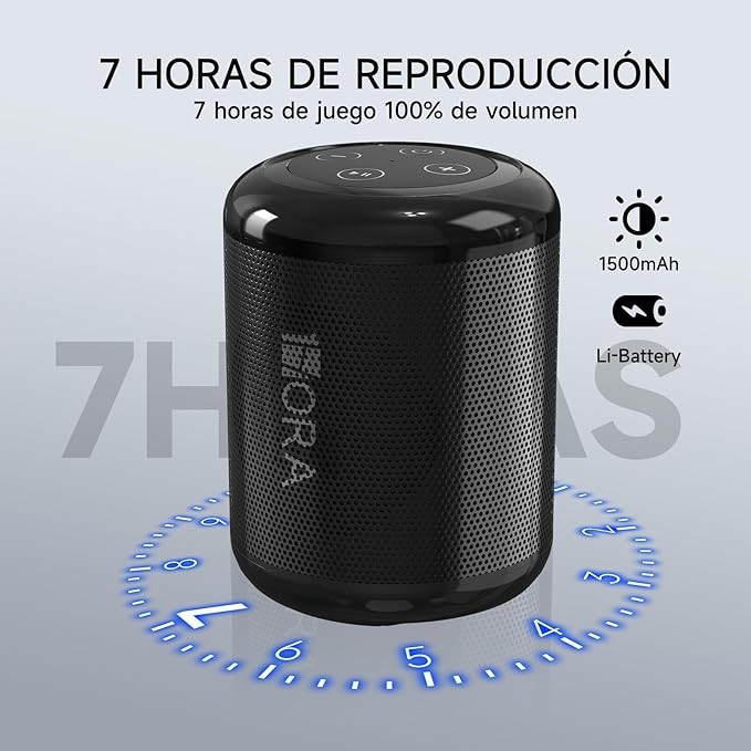 A Bocina Bluetooth Portatil 5.1, Mini Altavoz Inal&aacute;mbrico con Manos Libres/Micro USB/Radio FM/TF, Compatible con Phone, Tablet, Computadores, Ideal para Viajar, Campear, Negro. image number null