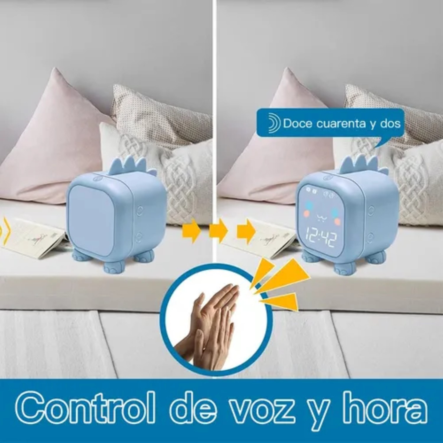 Reloj Despertador Digital Led Mesa Alarma azul claro dinosaurio image number null