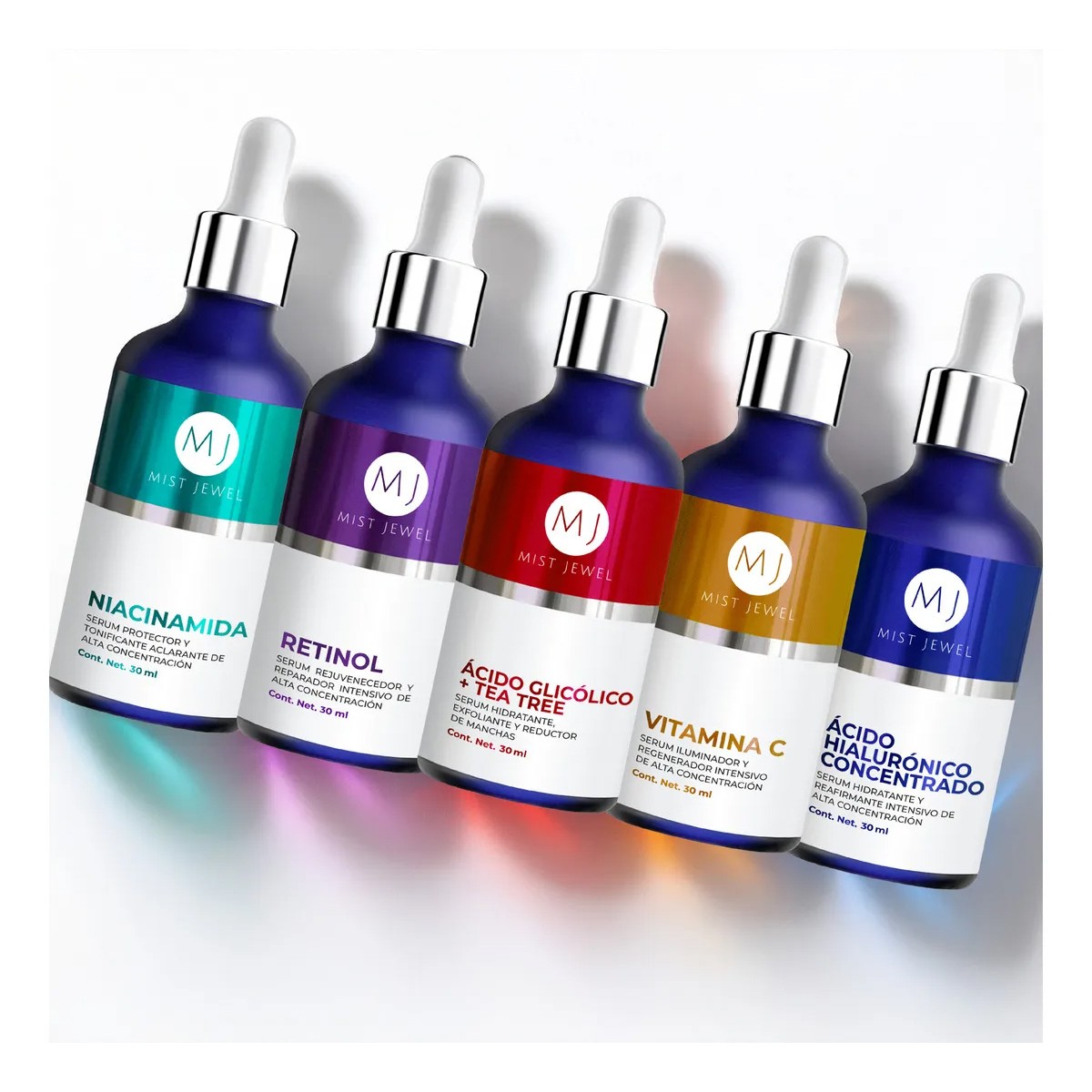 Kit Facial Advance Con 5 Sueros A. hialur&oacute;nico, Retinol, Vitamina C, Niacinamida, &Aacute;cido glic&oacute;lico image number null