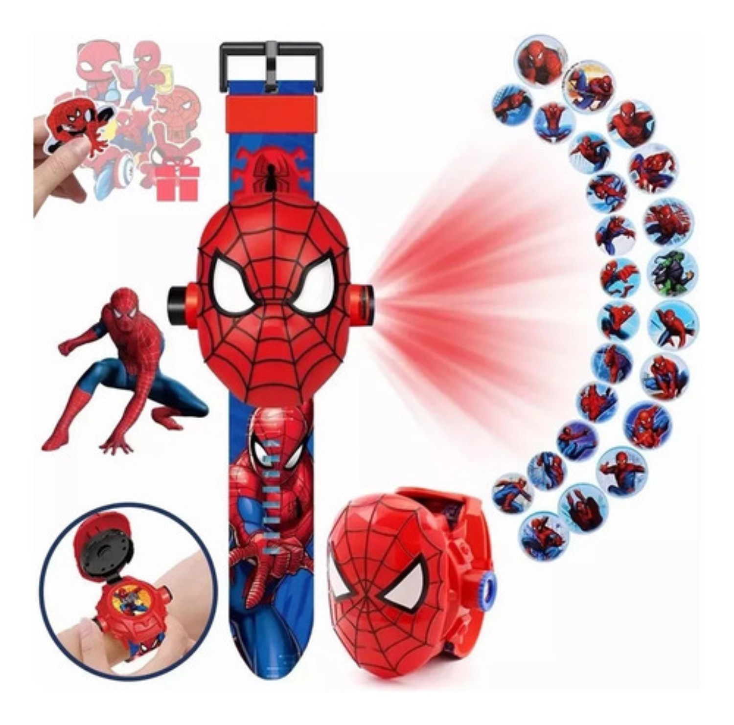 Reloj Proyector Ni&ntilde;os Dibujos Animados 24 Im&aacute;genes Spiderman image number null