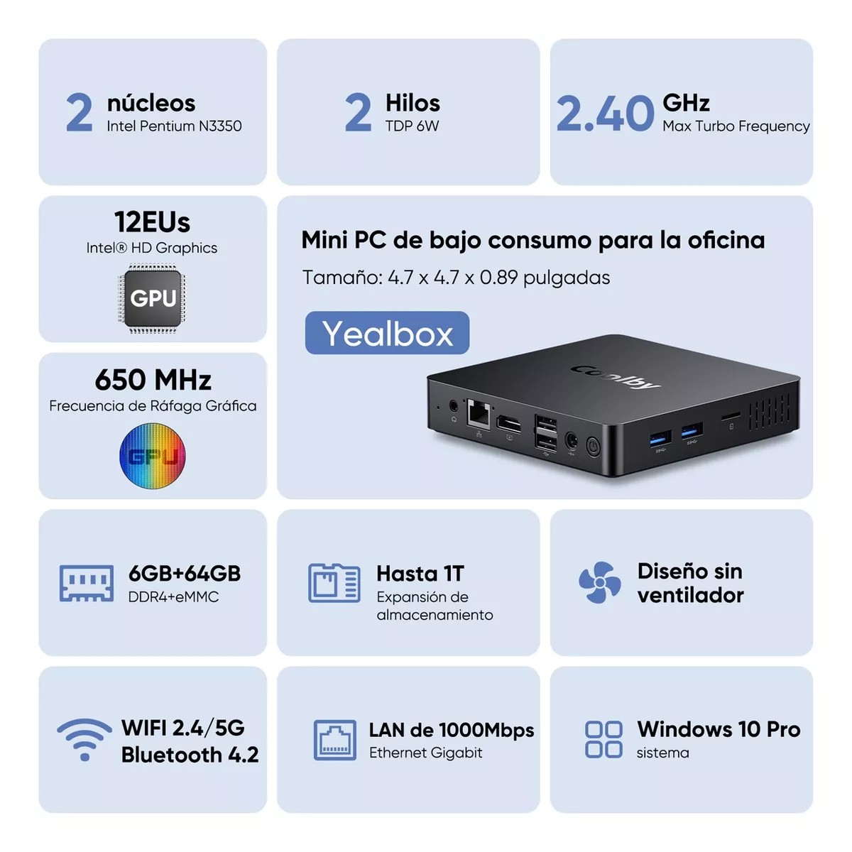 Miniordenador Intel Celeron Win10 Pro. image number null