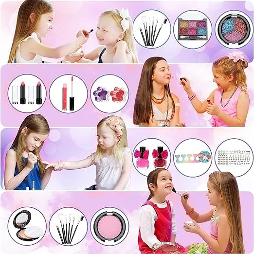 A AEGTVA Maquillaje para Ni&ntilde;as - Kit de Juguetes de Maquillaje Lavables para ni&ntilde;as (Bolso Morado). image number null