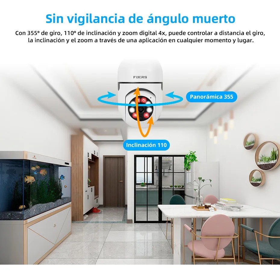 Camara de Seguridad Wifi Super HD 3MP 1080P Conexion E27 Foco 360&ordm; Vision Nocturna 2 pz image number null