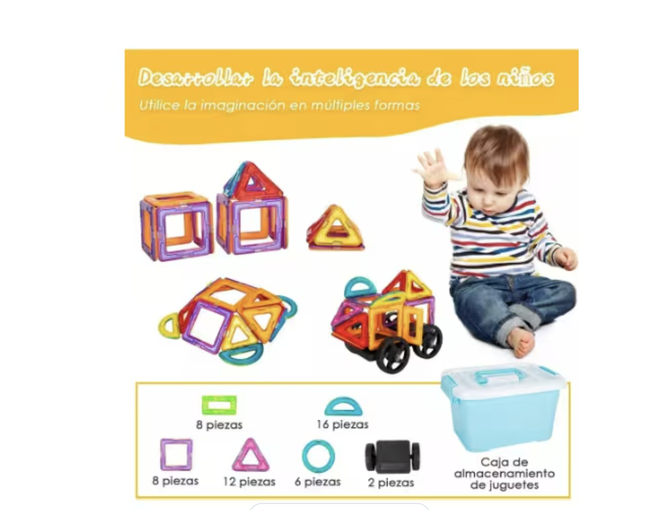 Bloques De Construcci&oacute;n Magn&eacute;ticos Juguetes 52 Pza Ni&ntilde;os Modelo Blanco image number null