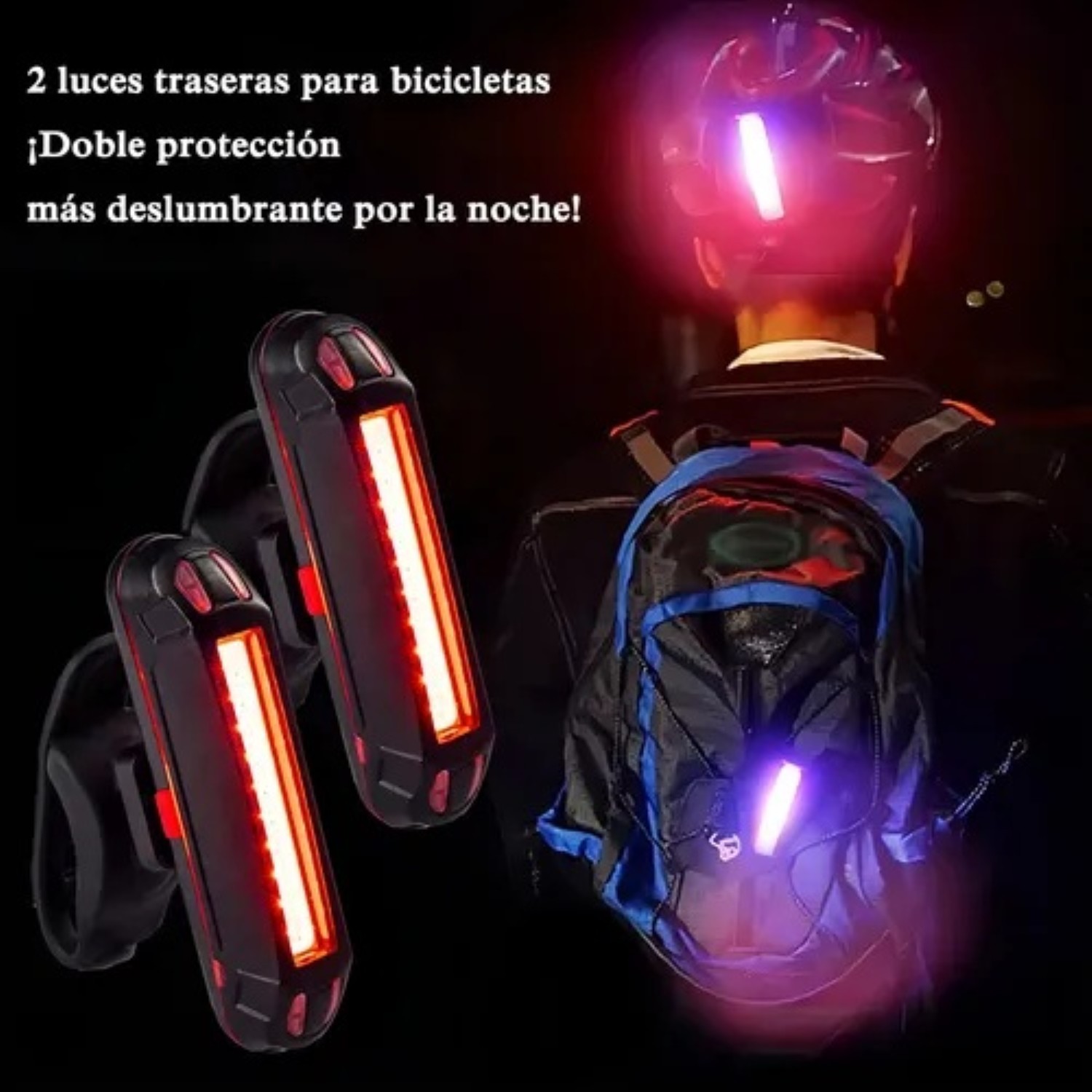 2pz Luces Usb Recargable Led Estrobo Para Bicicleta 5 Modos image number null