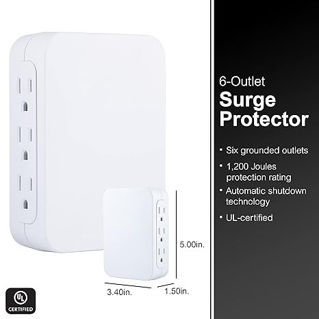 SURGE PROTECTOR TAP, 6 OUTLET 1500 J SIDE ACCESS. image number null