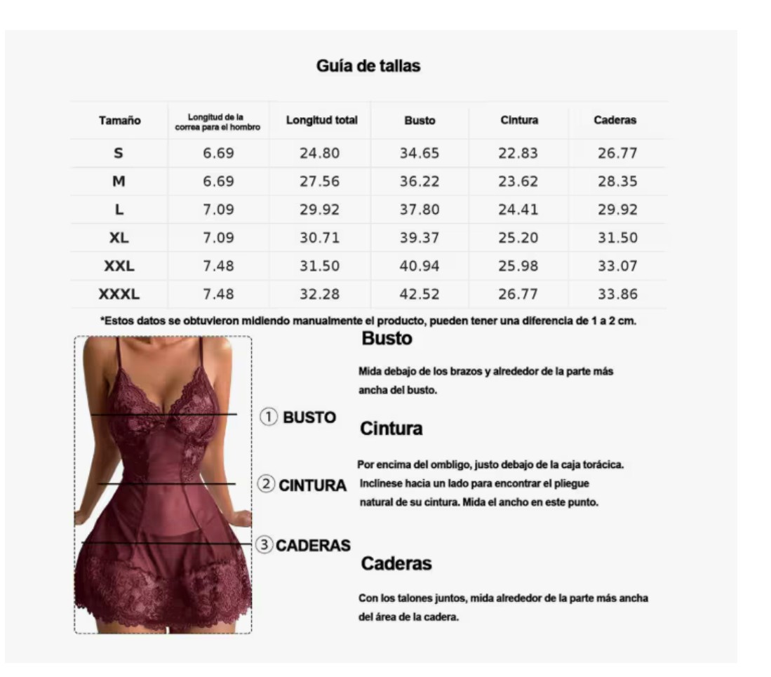 Lencer&iacute;a Para Mujer babydolls Vestido Camison Ropa Sexy En V color: BURDEOS L image number null