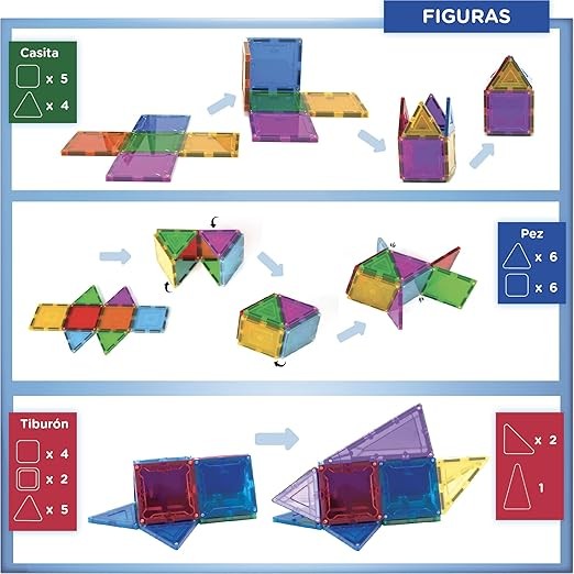 MAGNI-BLOCS Imanes Did&aacute;cticos, Set de 34 Piezas, Bloques Magn&eacute;ticos 3D, Figuras Geom&eacute;tricas Magn&eacute;ticas Educativas para Ni&ntilde;os, Rompecabezas Magn&eacute;tico en Tercera Dimensi&oacute;n. image number null