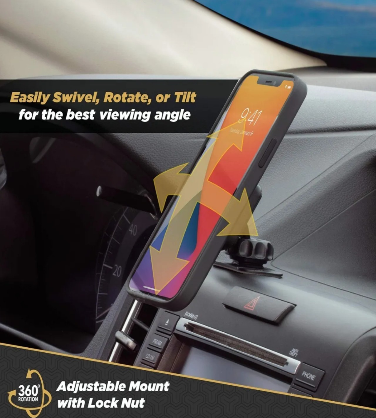 Soporte Magn&eacute;tico Ajustable Para Tel&eacute;fono De Coche 360 Negro image number null