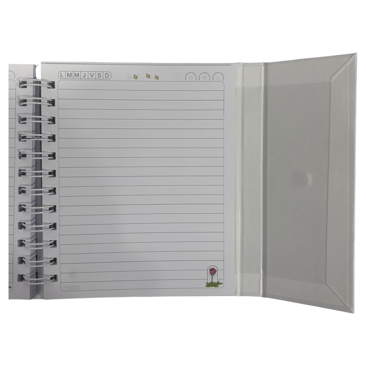 Libreta estilo franc&eacute;s de tapa dura laminado liso con espiral met&aacute;lico El principito image number null
