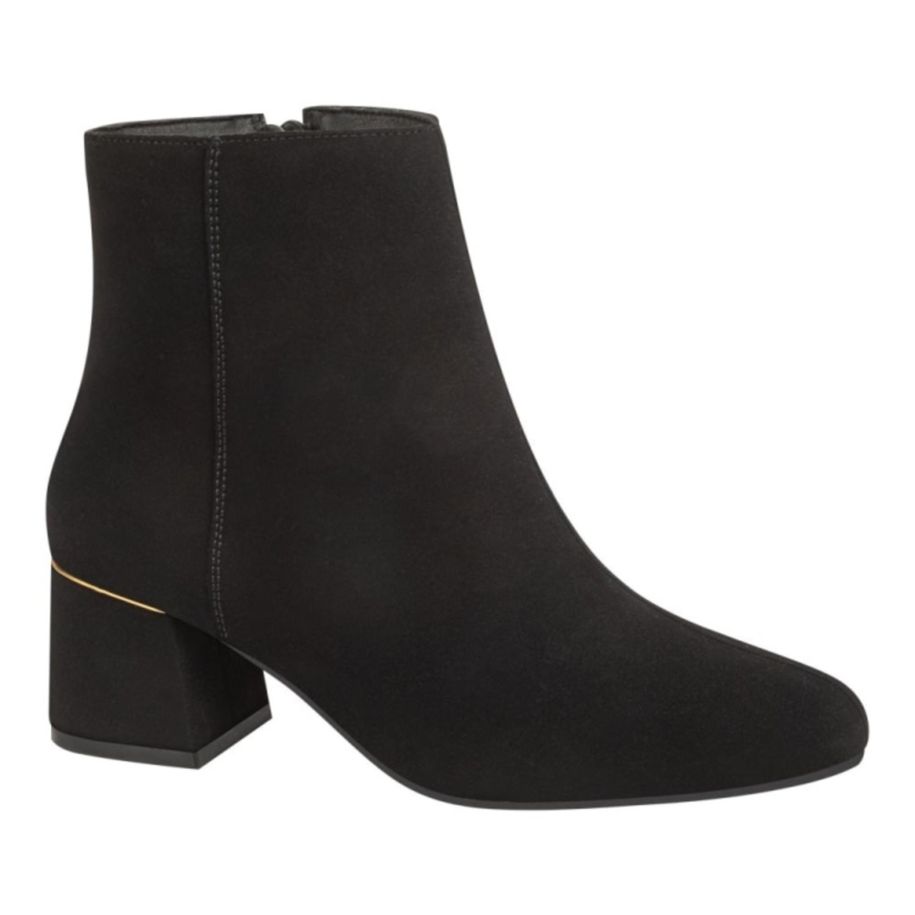 Bota de mujer, corta, de vestir, con tac&oacute;n ancho y bajo, acabado Nobuck, color negro, mod. 1258780 image number null