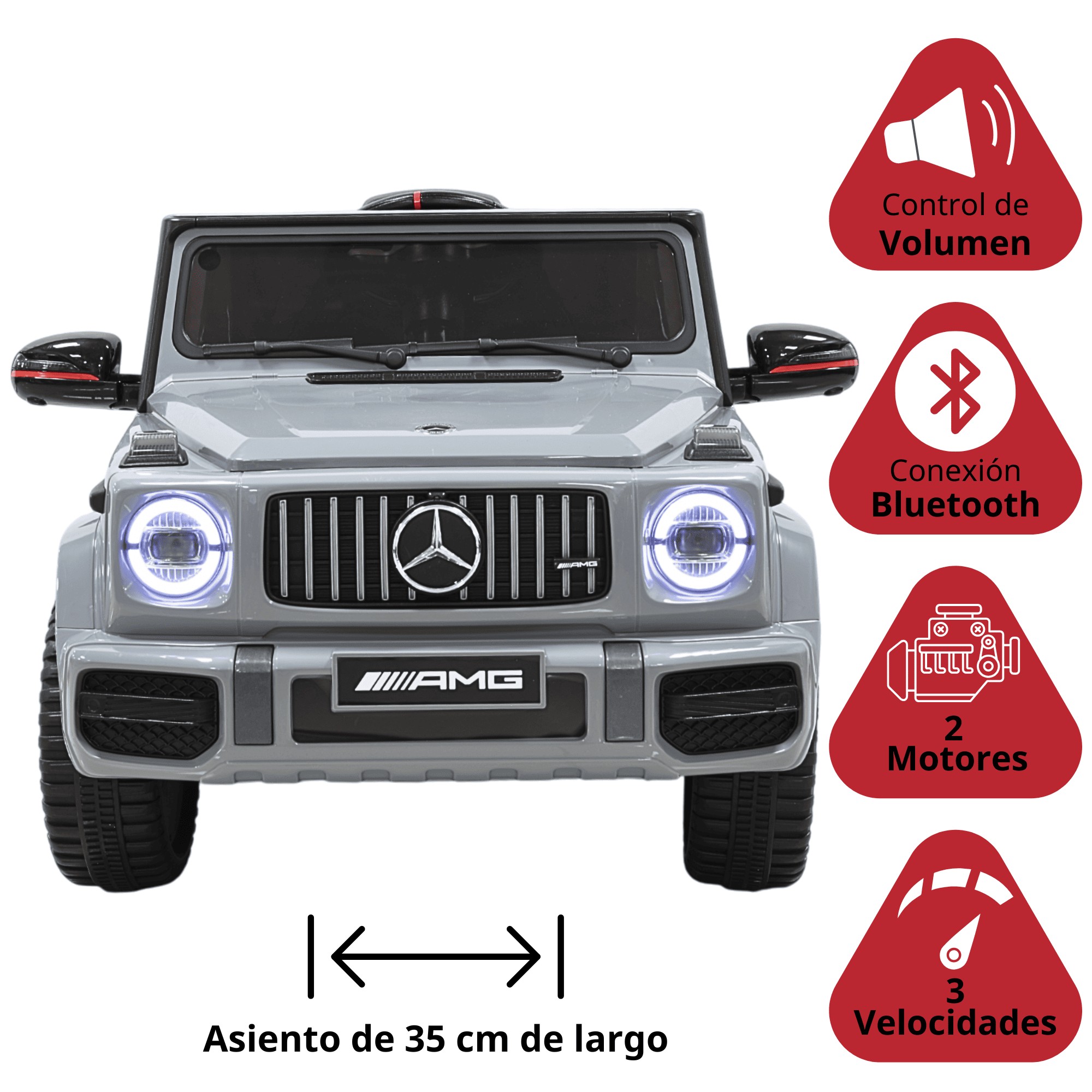 Camioneta Montable El&eacute;ctrica AMG Mercedes Benz G-63 para Ni&ntilde;os 12V Bluetooth Apto a partir de 3 a&ntilde;os - Gris image number null