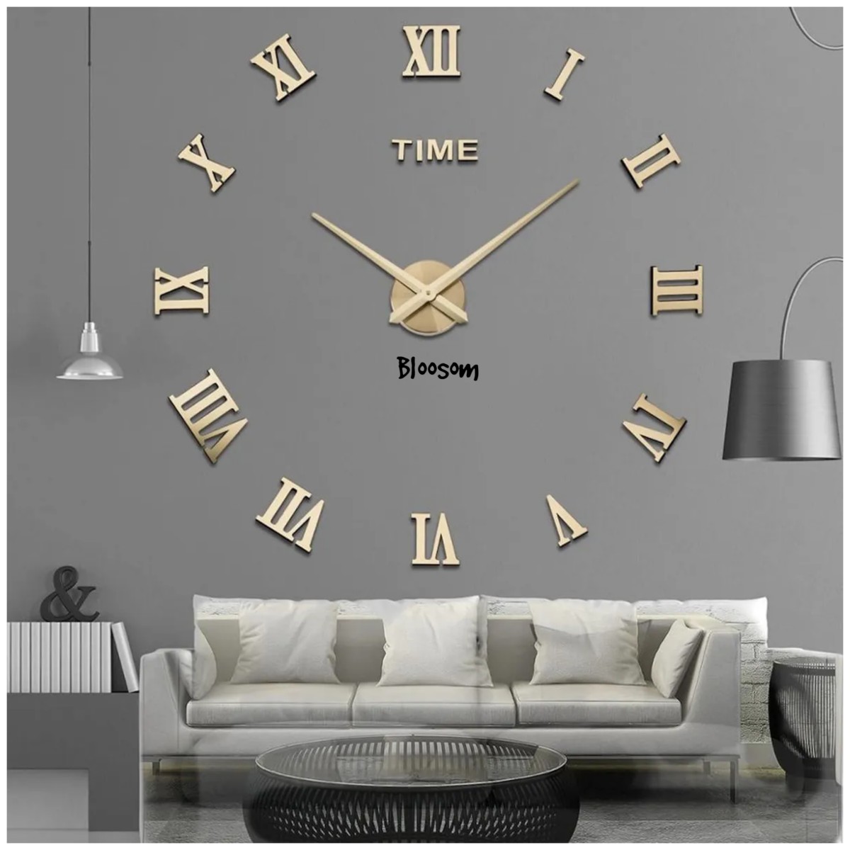 Reloj De Pared 3d De Cuarzo Y Acr&iacute;lico Dorado image number null