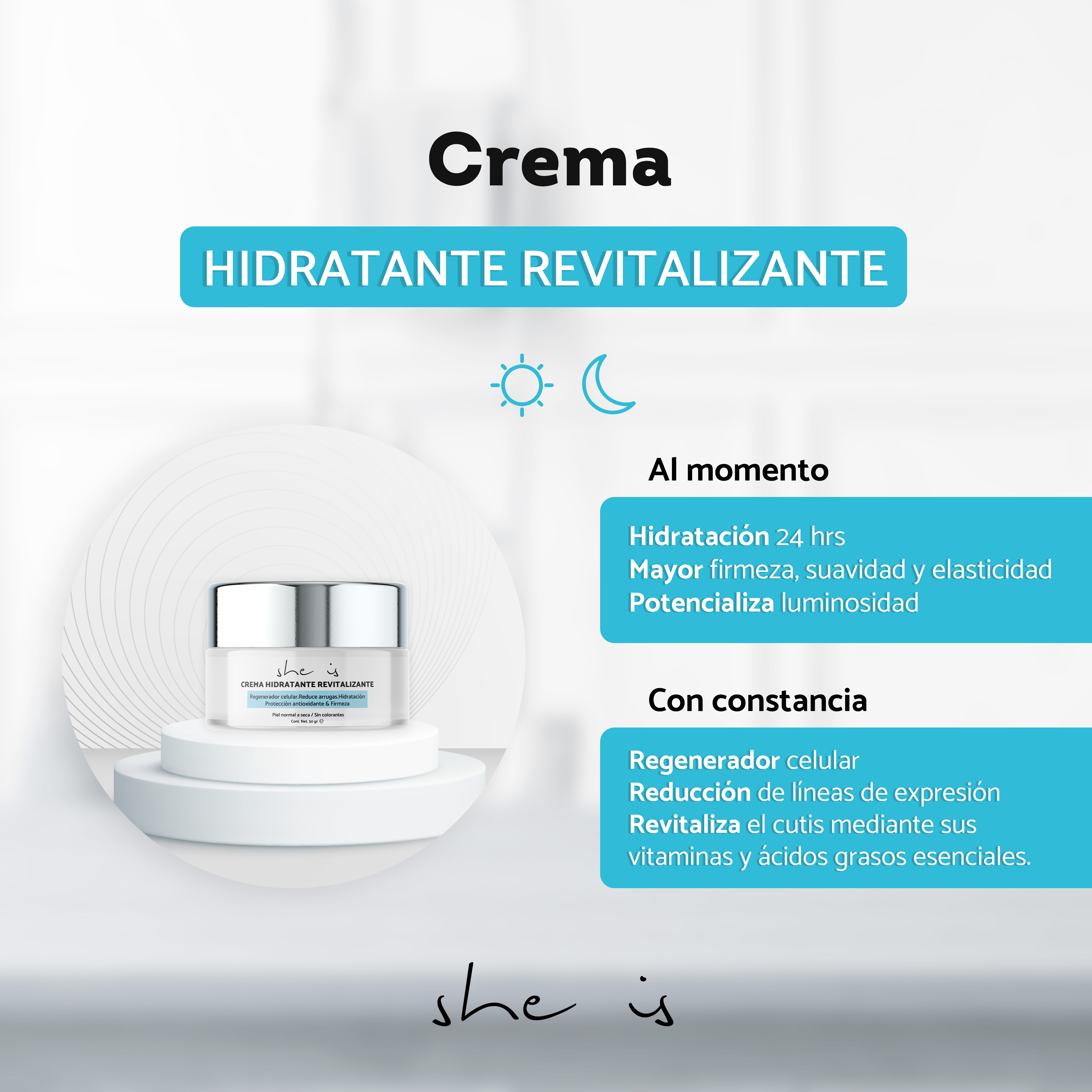 Set Facial Antiedad (Serum &Aacute;cido Hialur&oacute;nico + Crema Revitalizante) She is skincare image number null
