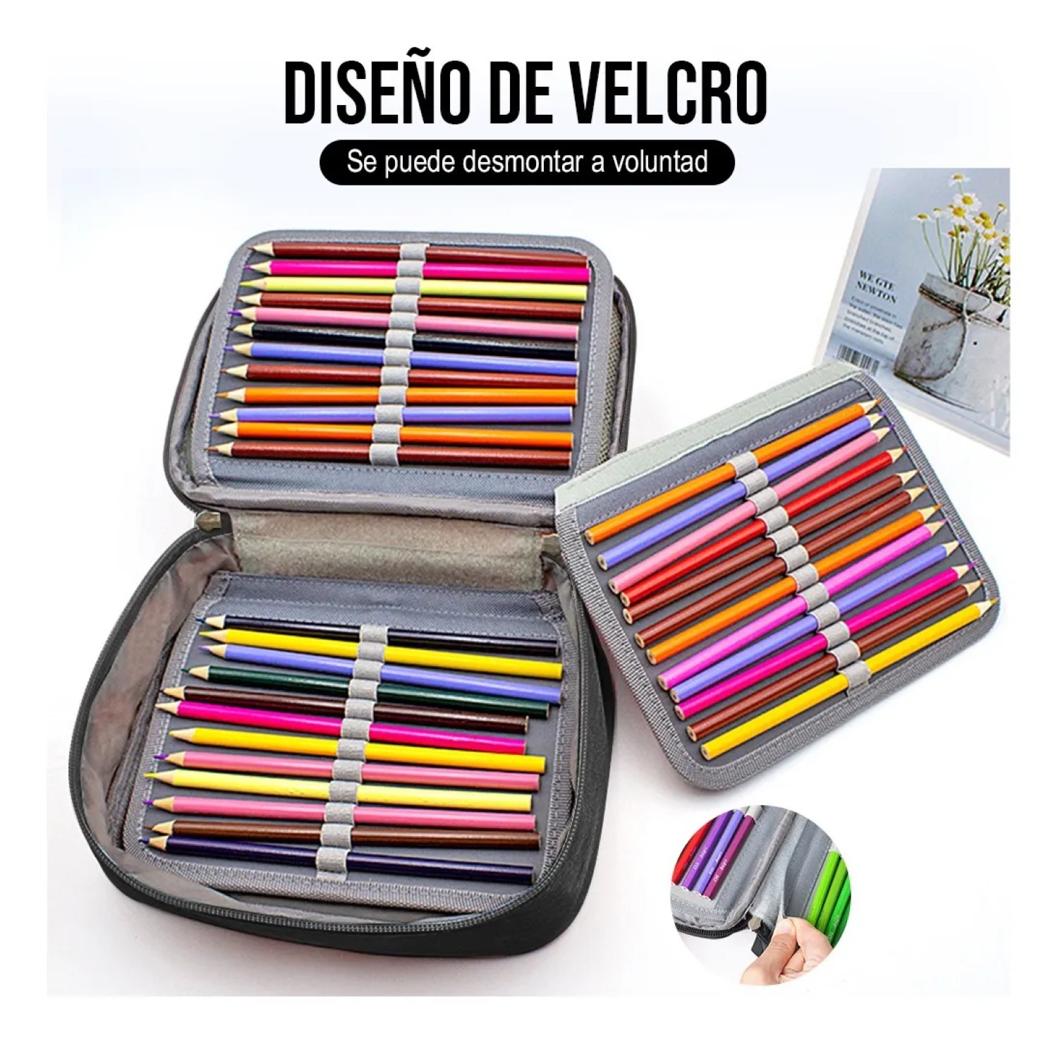Estuche Para Lapices 24 Ranuras Lapiceras Organizadoras negro image number null