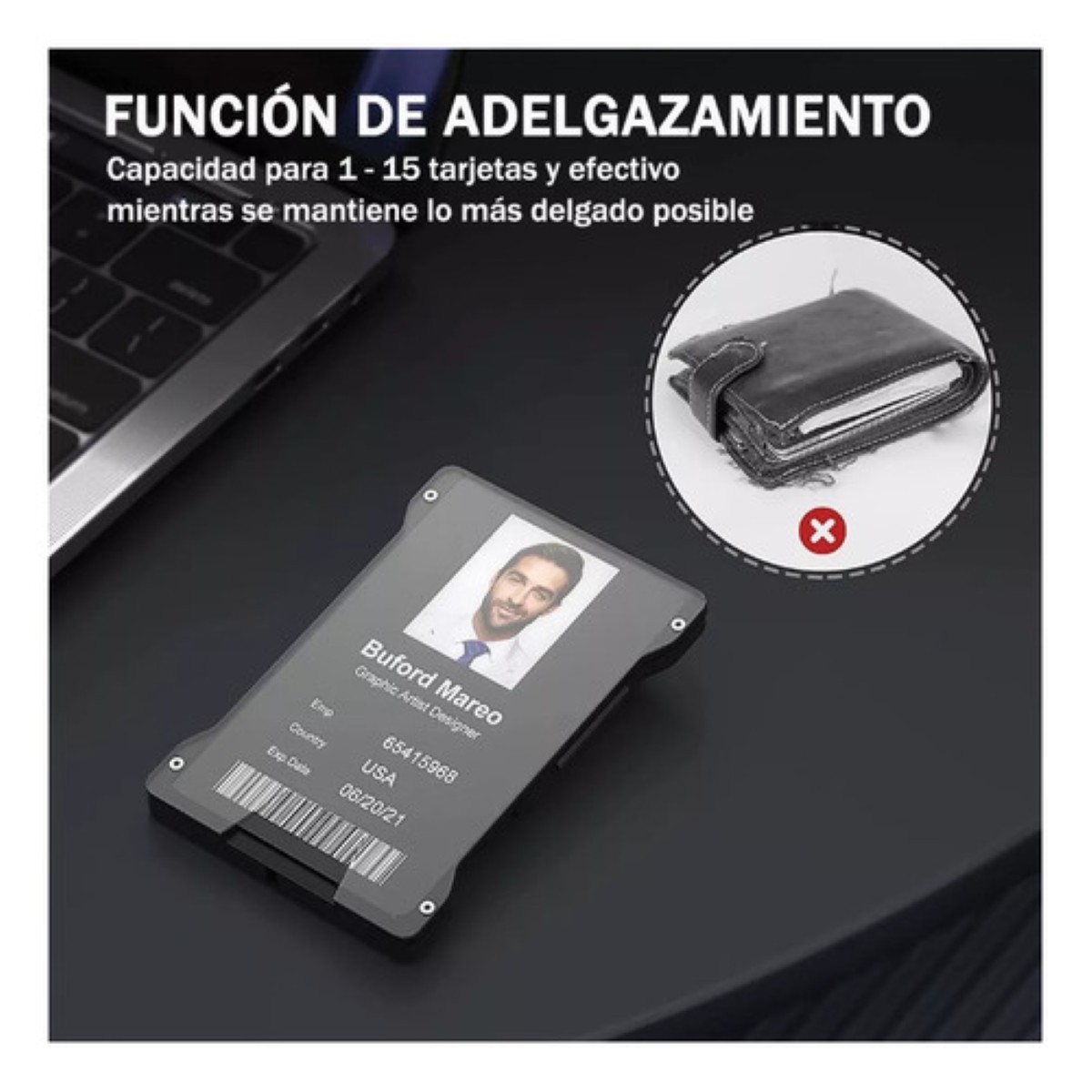 Cartera Rfid Hombre Tarjetero Billetera Fibra De Carbono Negro image number null