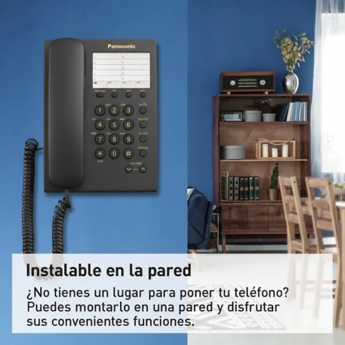 Combo 2 Piezas Tel&eacute;fono Fijo Panasonic KX-TS550MEB Negro con 10 Teclas de Marcaci&oacute;n R&aacute;pida, Montaje en Pared y Remarcado image number null