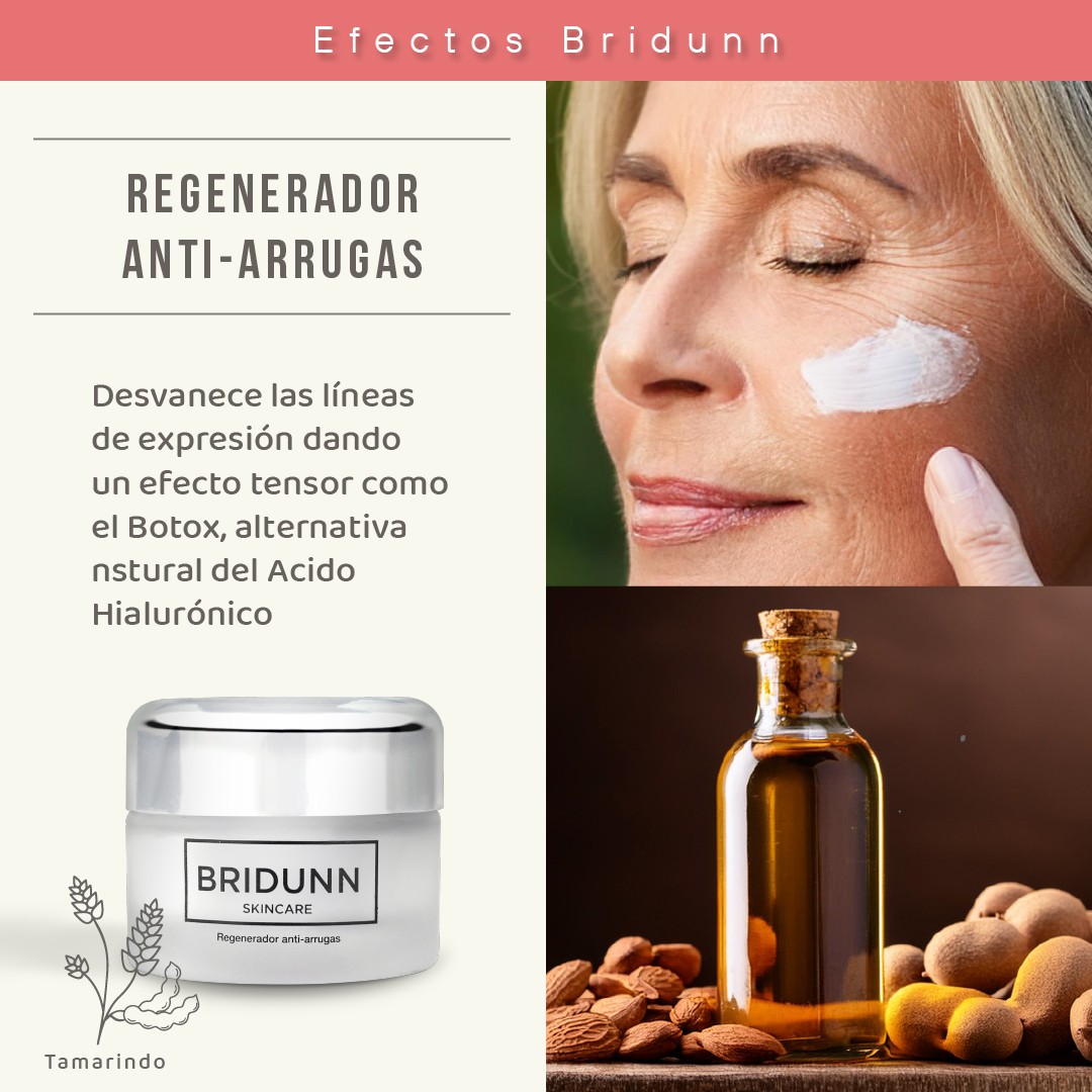 Crema Facial Antiarrugas Regeneradora BRIDUNN. P&eacute;ptidos, Tamarindo y Coleus Forskohlii. Firmeza, Elasticidad y Reducci&oacute;n image number null