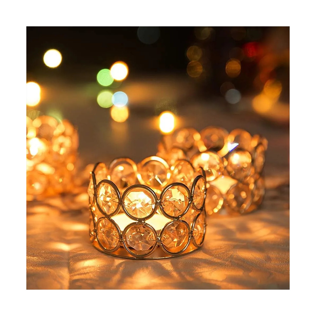 8pc Candelabros Portavelas Fiesta Cristal Dorado image number null