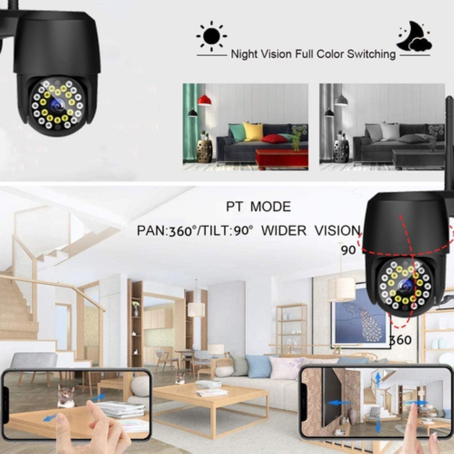 C&aacute;mara De Seguridad Wifi Exterior 1080p Con Led Iluminaci&oacute;n NEGRO image number null