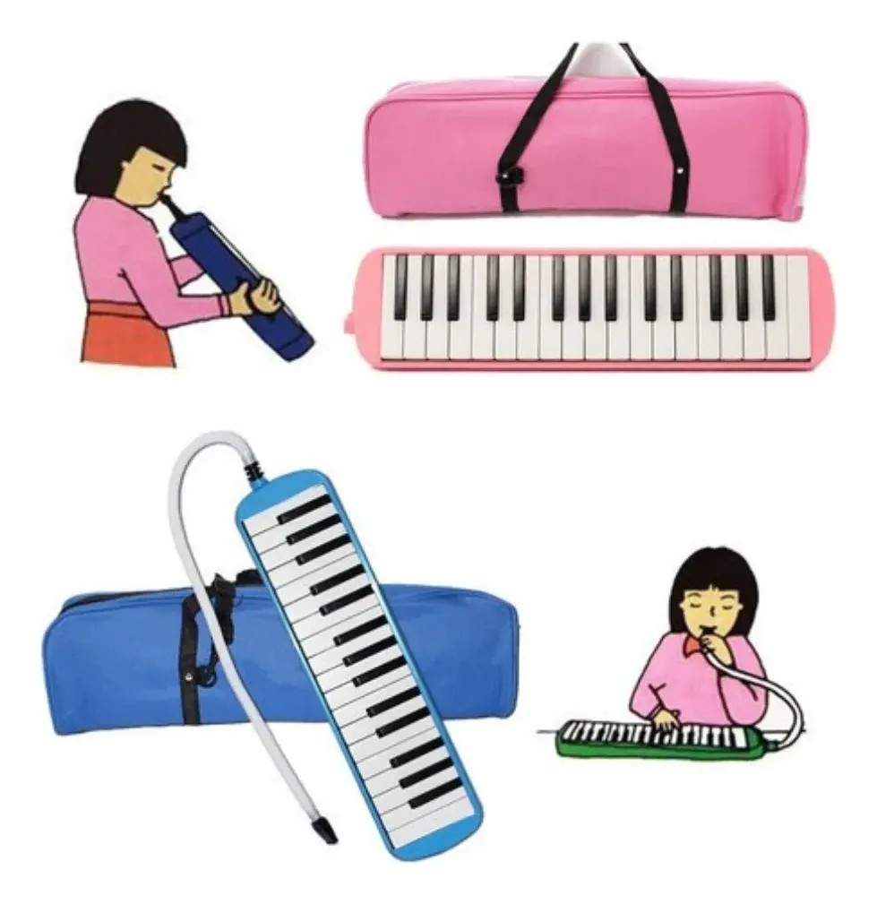 Melodica Portatil 32 Teclas Teclado Piano para Ni&ntilde;os Peque&ntilde;os con Boquilla y Estuche Color Azul image number null