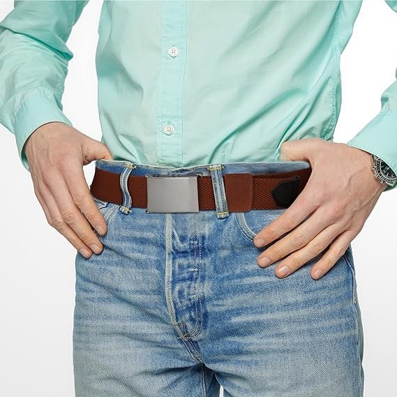 AWAYTR - Cinturones de lona para ni&ntilde;os, uniforme escolar ajustable, cintur&oacute;n de golf para ni&ntilde;os con hebilla abatible plateada. image number null