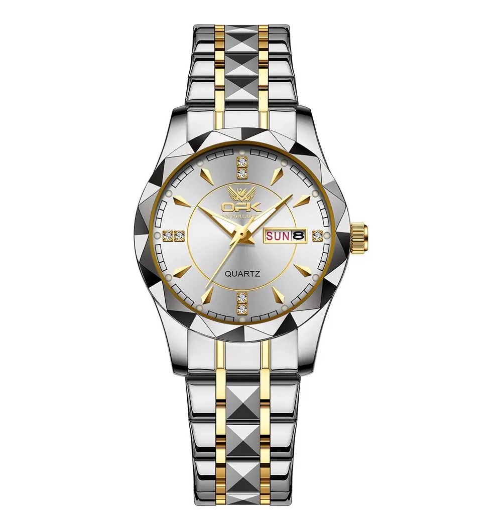 Reloj De Pulsera Empresarial Cuarzo Con Calendario Mujer plata image number null