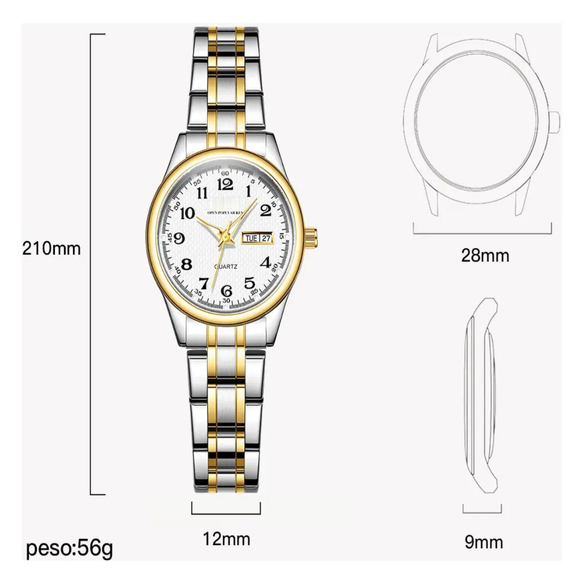 Reloj Mujer Cuarzo Elegante Impermeable Color Plata image number null