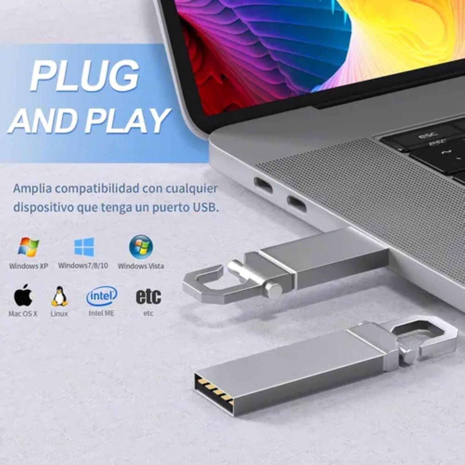 Memoria Usb 2tb Alta Velocidad 3.1 (2000 Gb) Flash Drive plata image number null