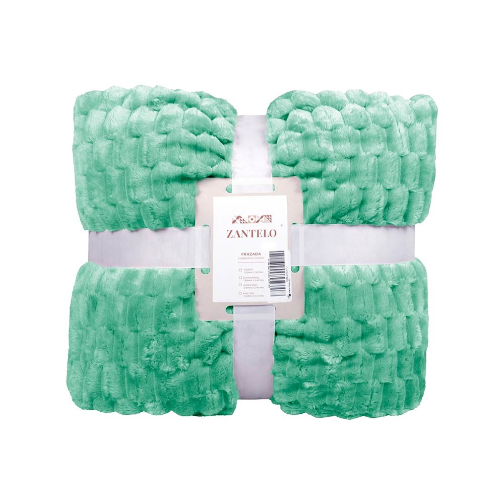 Frazada Embo Matrimonial 240x190 cm Menta, 100% microfibra poli&eacute;ster, t&eacute;rmica, suave y lavable image number null