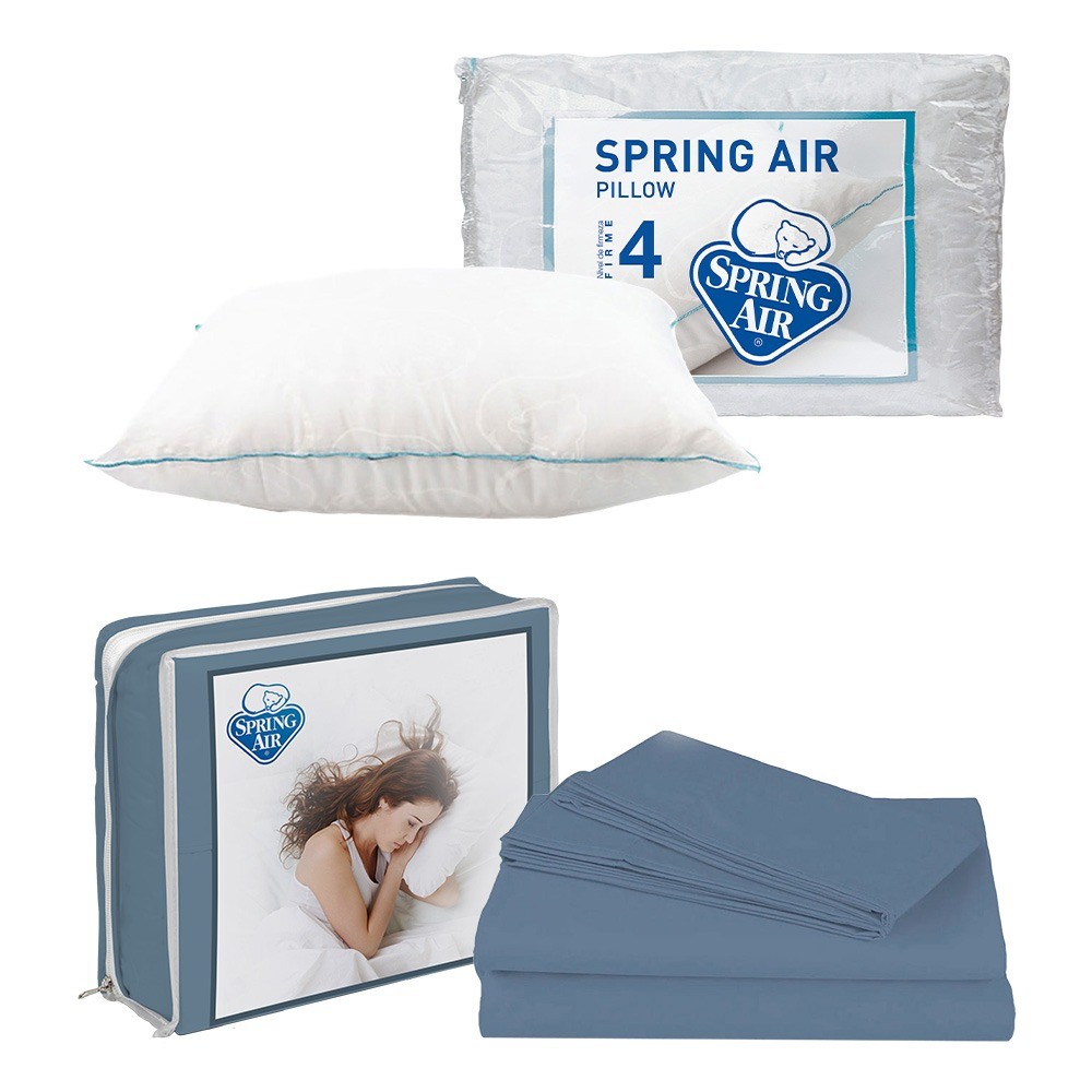 S&aacute;banas Individual Spring Air Basic Azul Acero + Almohada Spring Air Osos image number null