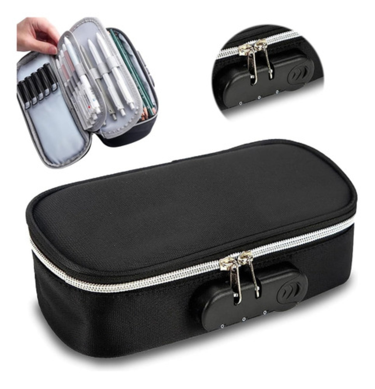 Estuche Organizador Para 80 L&aacute;pices Cartucheras Escolares negro image number null