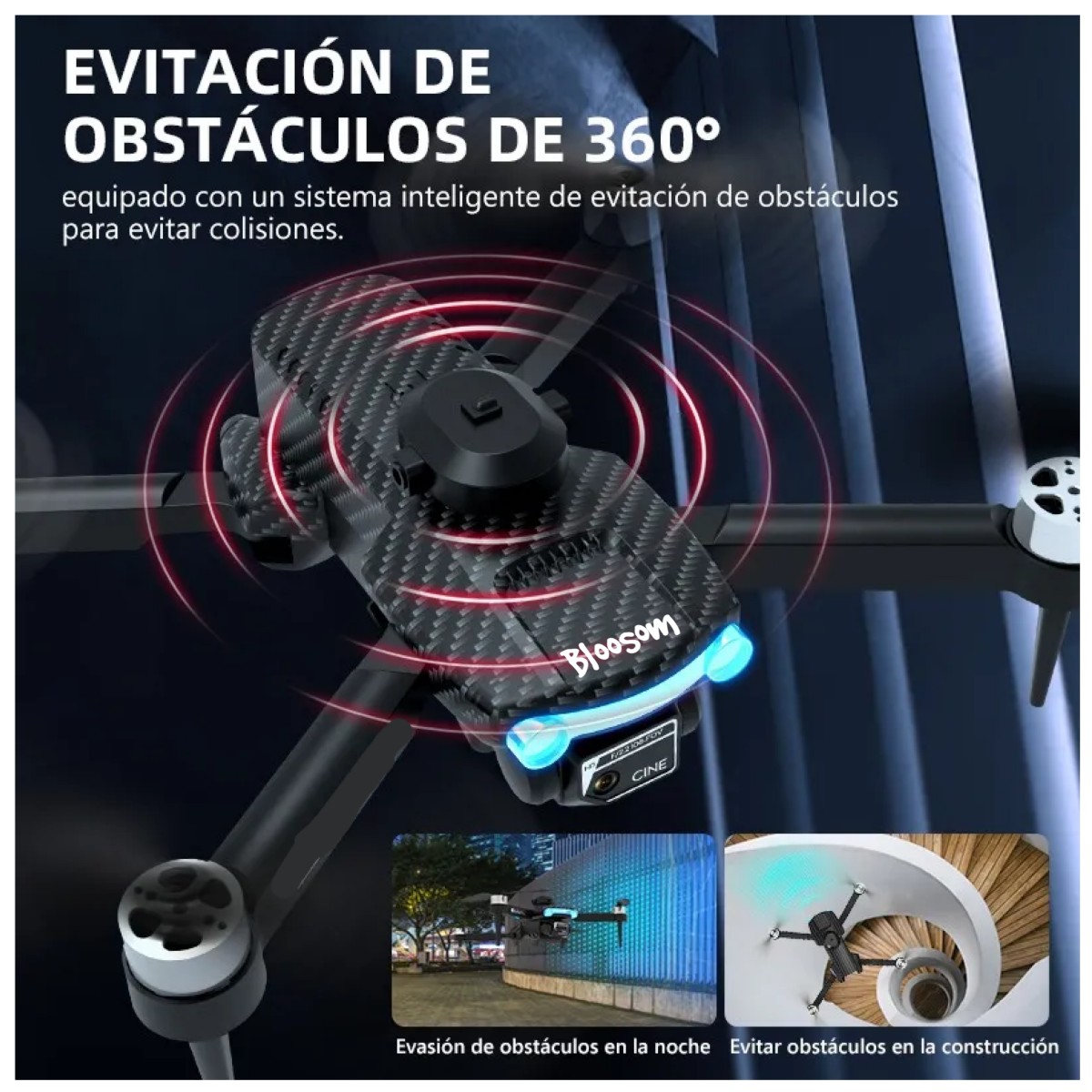 Drone De Motor Doble Sin Escobillas 4k Hd/4 Bater&iacute;as Negro image number null