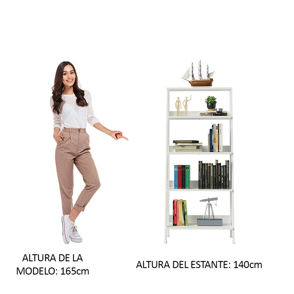 Mueble Biblioteca Librero Madesa Con 4 Niveles Blanco 2 image number null