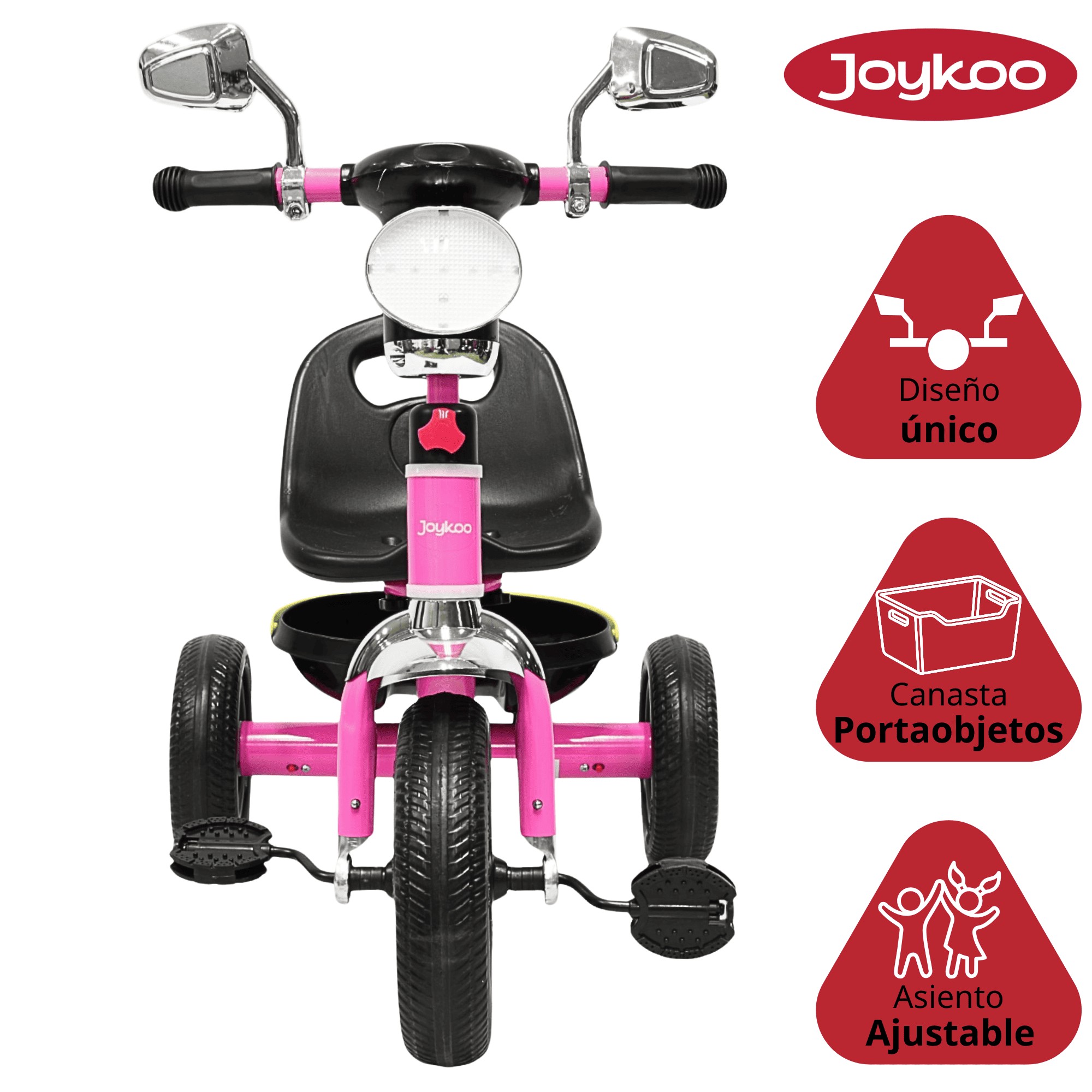 Triciclo para Ni&ntilde;os Faro con Luz y Sonido Espejos Ruedas de Eva Apto a partir de 2 A&ntilde;os - Rosa image number null