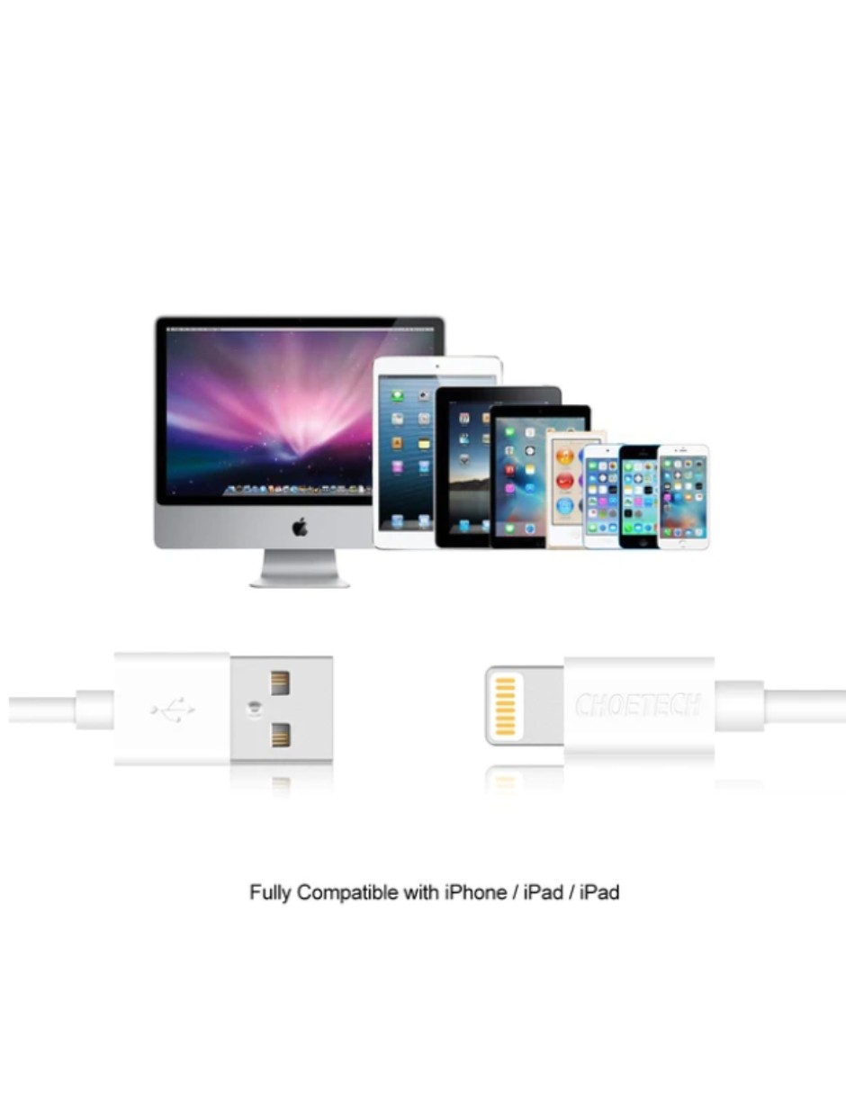 Cable Choetech USB a Tipo Lightning Blanco . image number null
