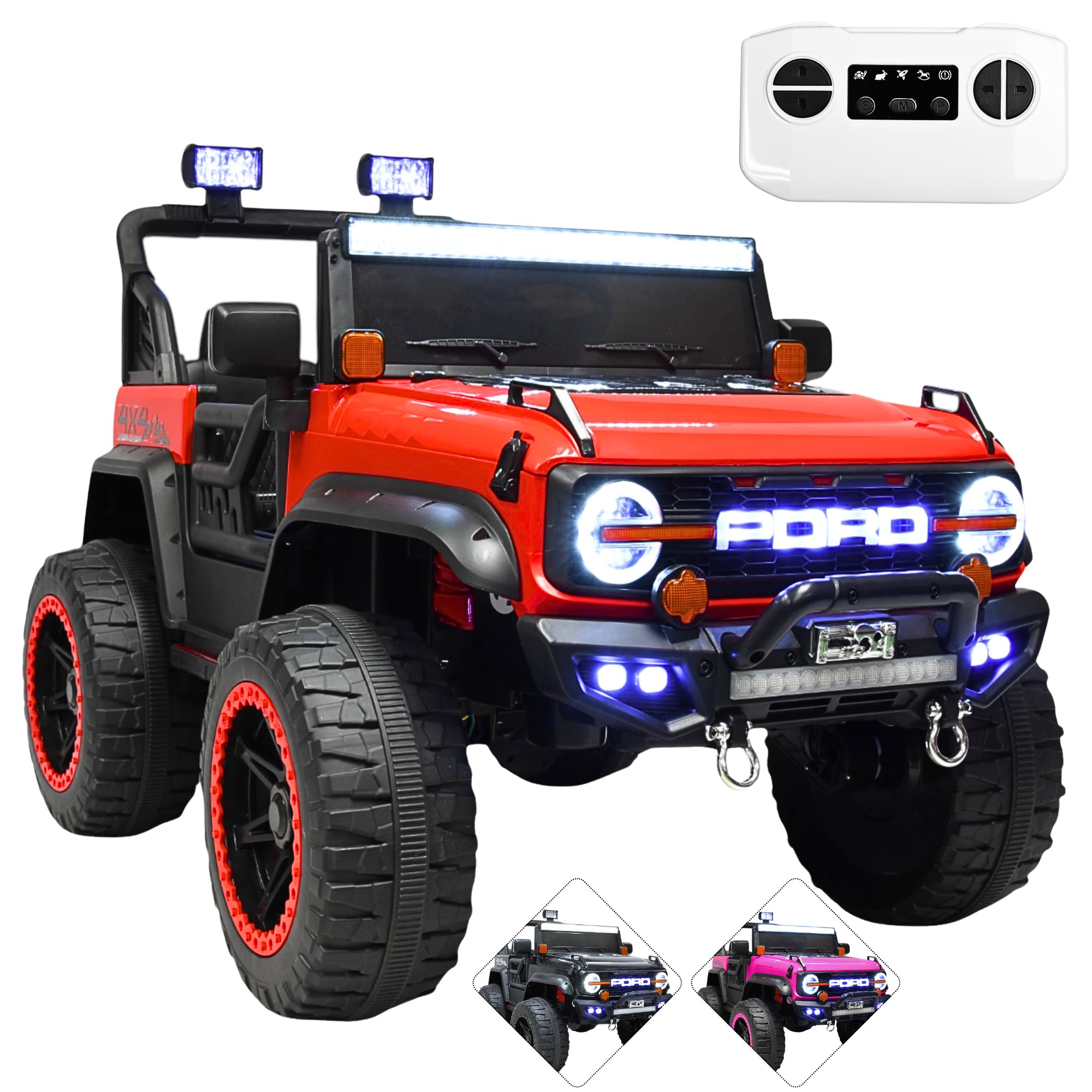 Montable Electrico Camioneta 4x4 para Ni&ntilde;os Bluetooth Luces Led Control Remoto Bater&iacute;a 12v - Rojo image number null