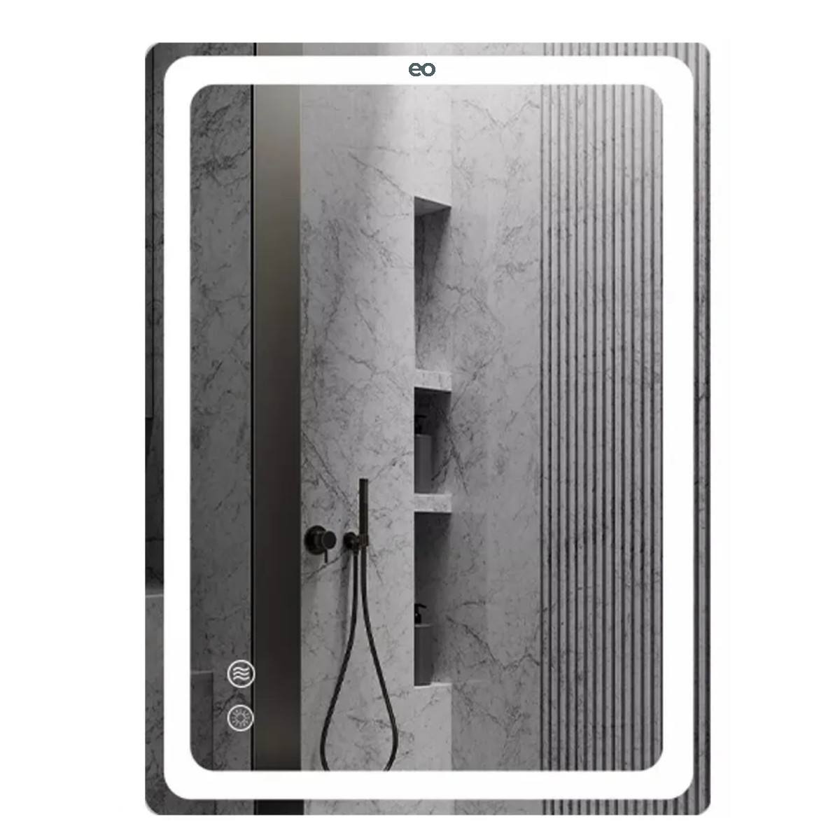 Espejo Con Luz Led Touch Para Ba&ntilde;o Tricolor Antivaho 70*50cm Blanco image number null