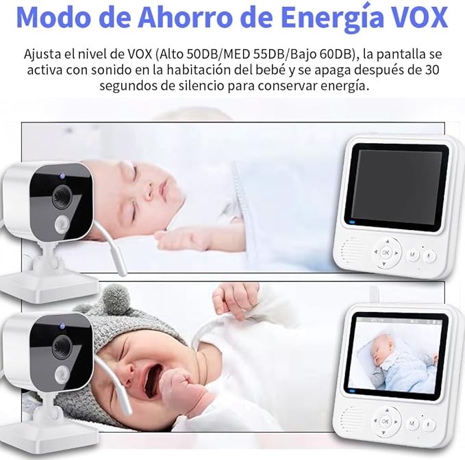 A vantisan Monitor Beb&eacute;, 2.8''HD Monitor con Camara para Bebe Portable Screen, Visi&oacute;n Nocturna Infrarroja, Monitoreo de Temperatura, Comunicaci&oacute;n bidireccional, Canciones de Cuna y Encriptaci&oacute;n Digital. image number null