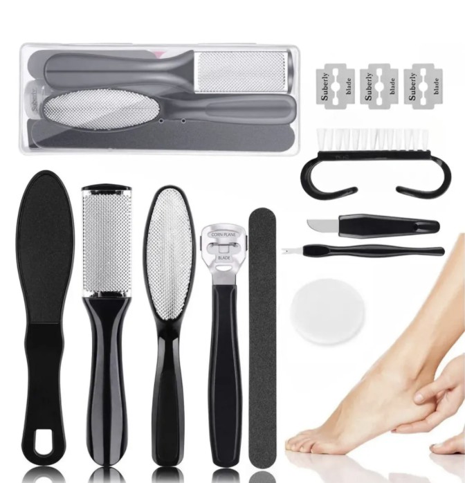 Savefree 10pcs Corta Cuticula Profesional Negro Lima para Pies Doble Superficie image number null