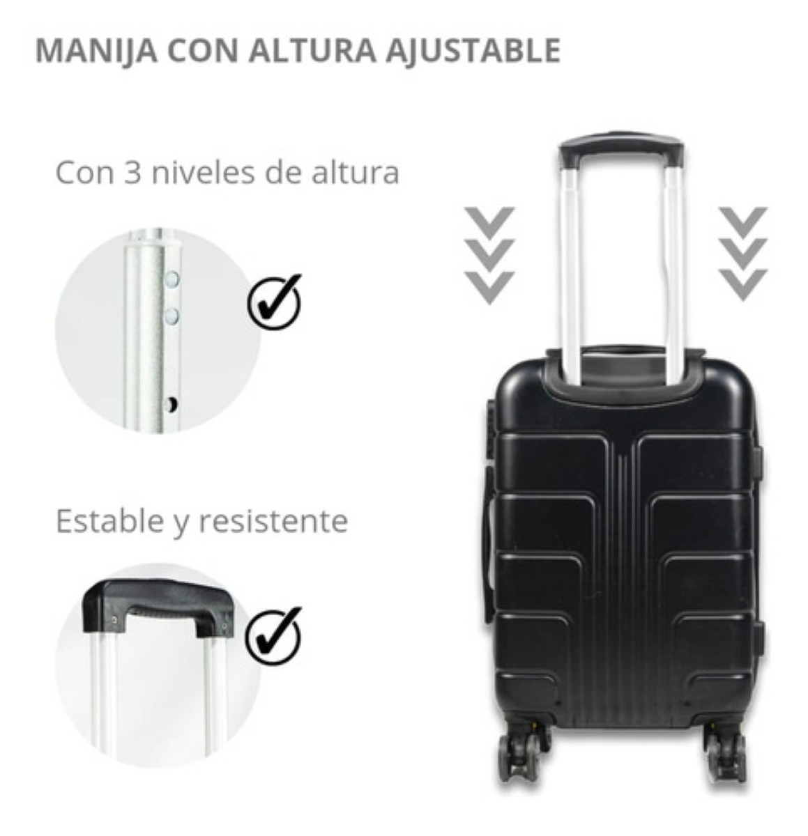 Maleta 10 Kg Cabina C/candado De Seguridad Doble Llanta Negro image number null