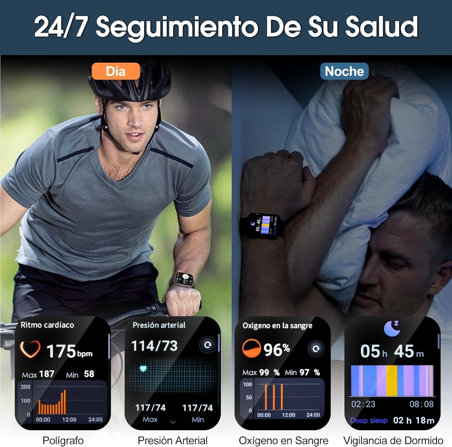 Lostrain Reloj Inteligente Hombre y Mujer,Smartwatch Deportivo 1.96" HD Pantalla t&aacute;ctil con Llamada Bluetooth,Pulsera Inteligente Impermeable IP68 Monitor De Frecuencia Card&iacute;aca/SPO2/Presi&oacute;n Arterial. image number null