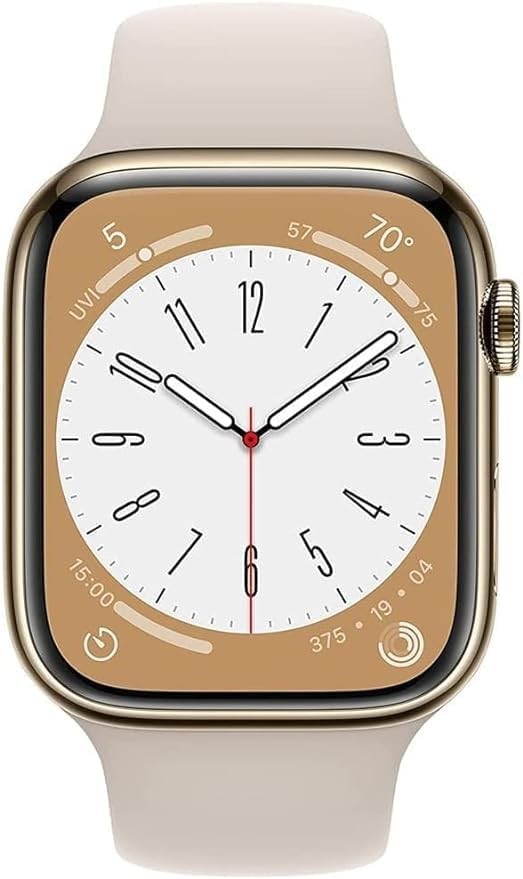 Apple Watch Series 8 Acero inoxidable Dorado 41 MM (GPS+WiFi)Correa Blanco Reacondicionado Garantizado image number null