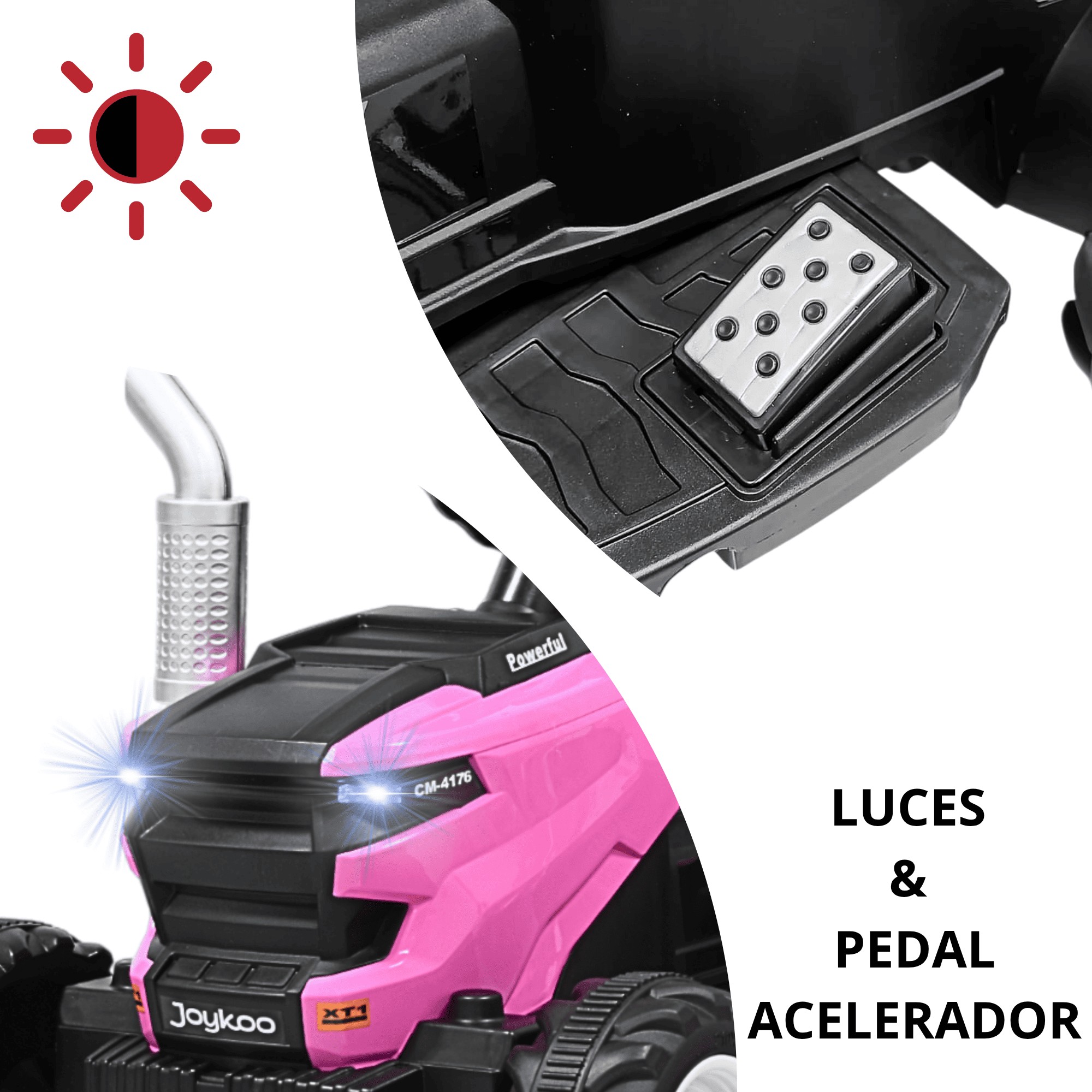 Montable Electrico para Ni&ntilde;os Tractor de Granja con Bater&iacute;a 12v Control Remoto Luz y Sonido Bluetooth - Rosa image number null